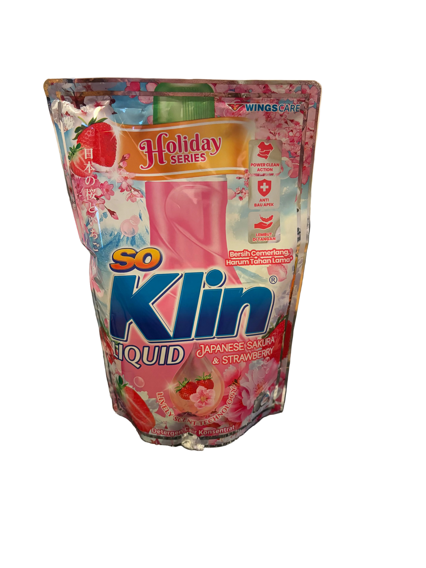 Soklin Detergent Liquid Japanese Sakura & Strawberry Pouch 525 mL