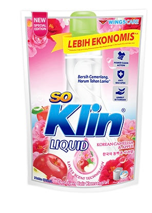 Soklin Detergent Liquid Korean Cammelia Apple Pouch 525 mL