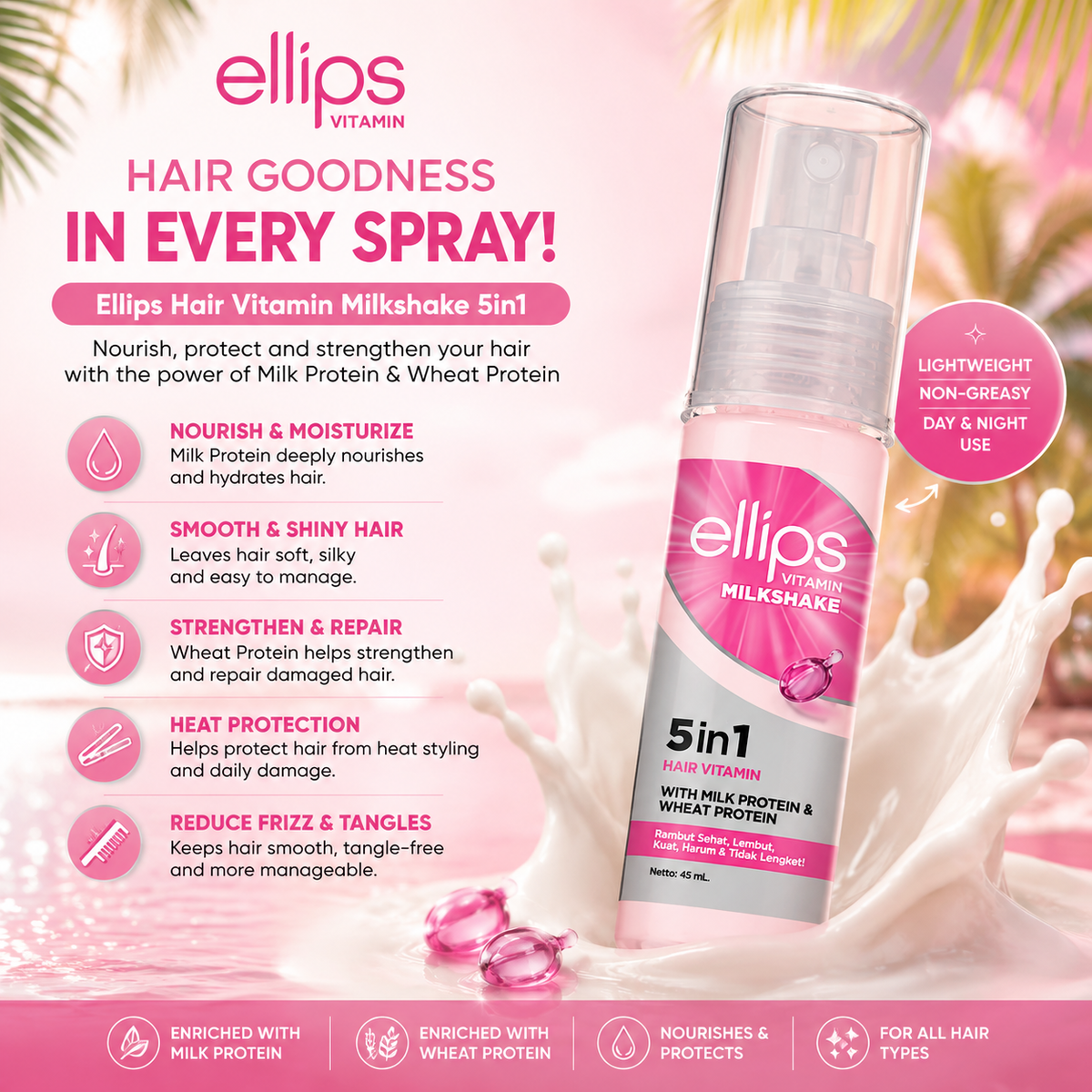 Ellips 5in1 Hair Vitamin Milkshake 45ml