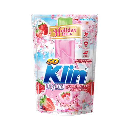 Soklin Detergent Liquid Japanese Sakura & Strawberry Pouch 525 mL